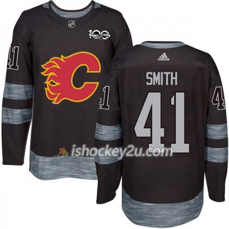Mænd NHL Calgary Flames Trøje Mike Smith 41 1917-2017 100th Anniversary Adidas Sort Authentic